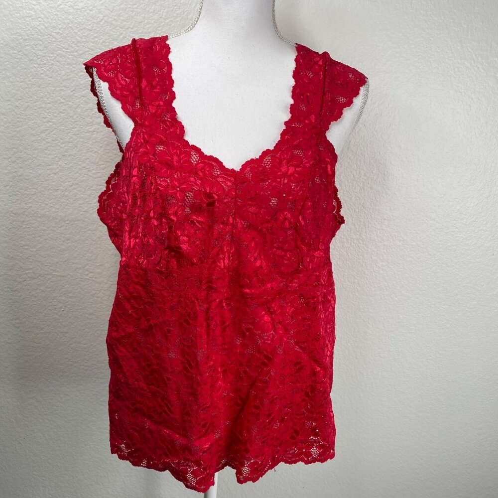Anthony Richards Top Women's Pink Sz 1X Sleeveless Flora Lace Stretch